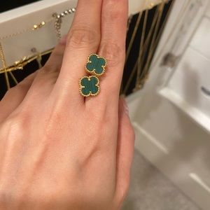 Gold plated green clover stud premium quality